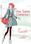 Carte sainte catherine bonne fête 25 novembre avec enveloppe blanche 12x17 5cm