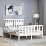 vidaXL Cadre de lit avec tête de lit blanc 140x190 cm bois massif