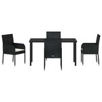 vidaXL Ensemble de salle à manger pour jardin 5 Pièces Noir Poly rotin