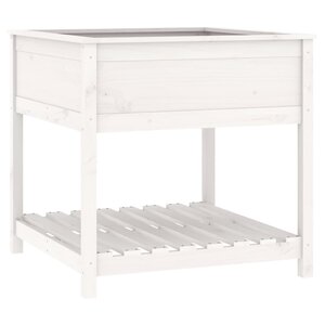 vidaXL Jardinière avec étagère Blanc 82 5x82 5x81cm Bois massif de pin