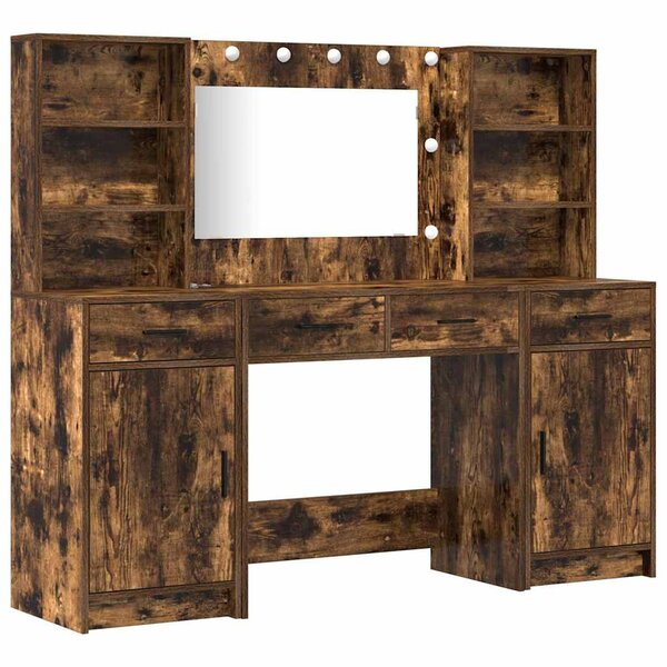 vidaXL Ensemble de Coiffeuse 3 Pièces Chêne fumé Bois d'ingénierie