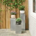 vidaXL Set de 3 supports de plantes d'extérieur en acier galvanisé