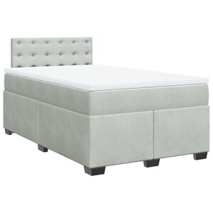 vidaXL Sommier à lattes de lit et matelas Gris clair 120x200cm Velours