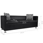 vidaXL Canapé à 3 places cuir artificiel noir