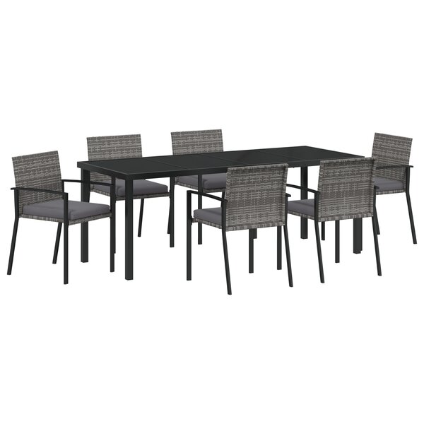 vidaXL Ensemble de salle à manger jardin 7 pièces gris rotin PE
