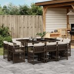 vidaXL Ensemble à manger de jardin et coussins 11 Pièces marron rotin