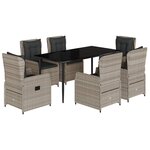 vidaXL Ensemble à manger de jardin et coussins 7 Pièces gris clair rotin