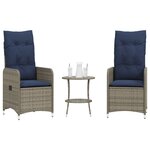 vidaXL Lot de 2 chaises de jardin inclinables avec Table en résine tressée grise