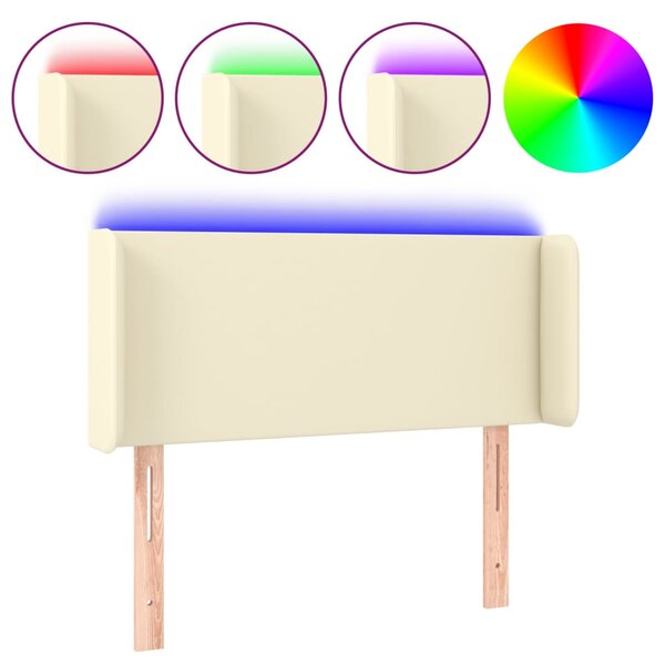 vidaXL Tête de lit à LED Crème 93x16x78/88 cm Similicuir