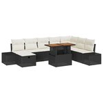 vidaXL Ensemble de salle à manger de jardin 9 pièces avec coussins en rotin noir et acacia