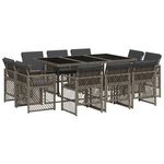vidaXL Ensemble à manger de jardin 11Pièces avec coussins gris poly rotin
