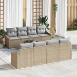 vidaXL Ensemble de canapé de jardin 9 Pièces Beige  Gris clair