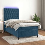 vidaXL Sommier à lattes de lit et matelas et LED Bleu foncé 80x200 cm