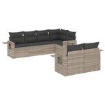 vidaXL Salon de jardin avec coussins 7 Pièces gris clair résine tressée