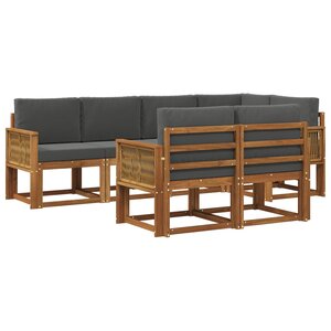 vidaXL Ensemble de canapés d'extérieur 7 pc Naturel et Anthracite