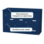Bloc collectif leabox.com  3x2  grade 3  simple face  Extérieur  fixation murale   Bleu Saphir RAL 5003 finition brillante