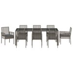 Ensemble de salle à manger de jardin 9 pièces vidaXL avec coussins gris en poly rotin