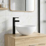 vidaXL Lavabo de salle de bains Noir Mat 35 5 x 35 5 x 14 5 cm métal