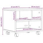 vidaXL Support d'imprimante avec roues chêne noir 41x32x34 5 cm
