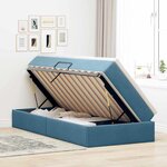 vidaXL Lit avec rangement et matelas Bleu foncé 90 x 200 cm Velours