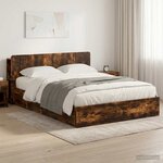 vidaXL Cadre de lit avec rangement avec tiroir Chêne fumé 135 x 190 cm