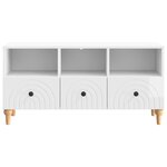 vidaXL Meuble TV 102 x 34 5 x 50 cm Blanc Brillant Bois d’ingénierie