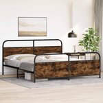 vidaXL Cadre de lit en métal sans matelas chêne fumé 200x200 cm