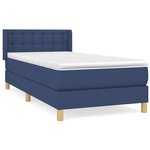 vidaXL Sommier à lattes de lit avec matelas Bleu 90x200 cm Tissu