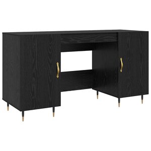 vidaXL Bureau avec porte Chêne noir 140 x 50 x 75 cm Bois d'ingénierie