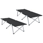 vidaXL Lits de camping pliants 2 Pièces avec sac de transport Noir Tissu Oxford 600D