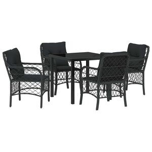 vidaXL Ensemble de salle à manger pour jardin 5 Pièces Noir polyrotin
