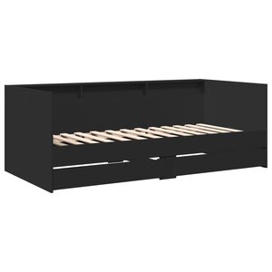 vidaXL Lit de jour avec tiroirs noir 90x190 cm bois d'ingénierie