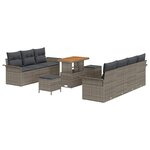 vidaXL Ensemble de canapé de jardin 10 Pièces Gris polyrotin