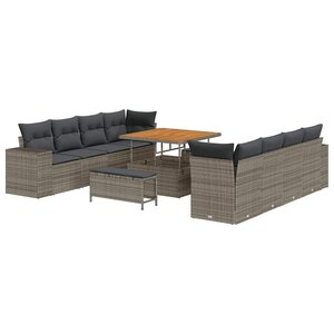 vidaXL Ensemble de canapé de jardin avec coussin 11 Pièces Gris