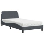 vidaXL Lit avec matelas Dover gris foncé 100x200 cm velours
