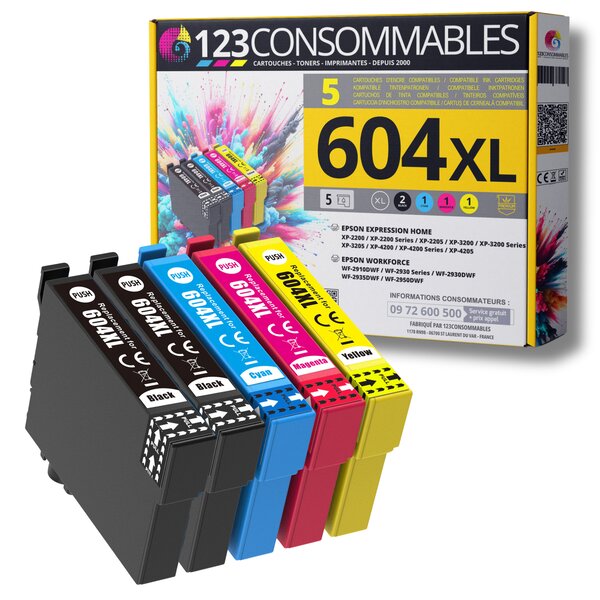 604XL - Pack 5 cartouches Epson 604XL compatibles XP-2200 XP-3200 XP-4200