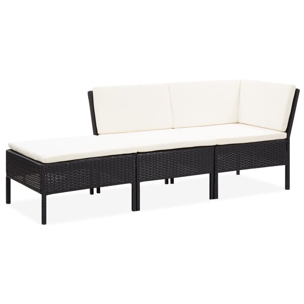 Salon de jardin meuble d'extérieur ensemble de mobilier 3 pièces avec coussins résine tressée noir 02_0016009