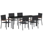 vidaXL Ensemble de Salle à Manger de Jardin 7 Pièces Noir Poly Rattan