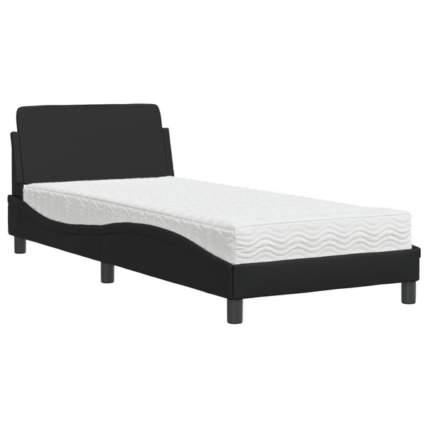 vidaXL Lit avec matelas Dover noir 90x190 cm similicuir