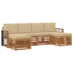 vidaXL Ensembles de canapés avec coussin 6 Pièces Naturel et Beige