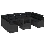 vidaXL Ensemble de salon de jardin 10 pièces avec coussins en poly rattan noir