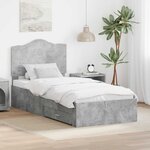 vidaXL Cadre de lit Gris béton 100 x 200 cm Bois d'ingénierie