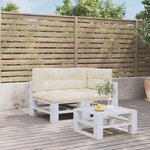 vidaXL Coussins de palette lot de 3 crème tissu