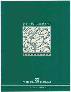 Cahier piqué 17 x 22 cm 32 pages 90g Réglure Séyès 2,5 mm CONQUERANT