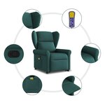 vidaXL Fauteuil inclinable de massage Vert foncé Tissu