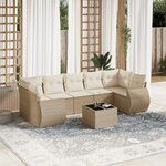 vidaXL Salon de jardin avec coussins 8 Pièces beige résine tressée