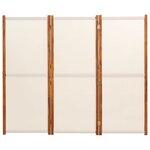 vidaXL Cloison de séparation 3 panneaux Blanc crème 210x180 cm