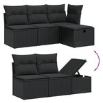 vidaXL Salon de jardin 6 Pièces avec coussins noir résine tressée