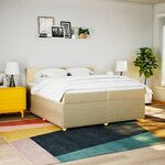 vidaXL Sommier à lattes de lit avec matelas Crème 200x200 cm Tissu