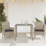 vidaXL Ensemble à manger de jardin avec coussins 3 Pièces rotin et verre
